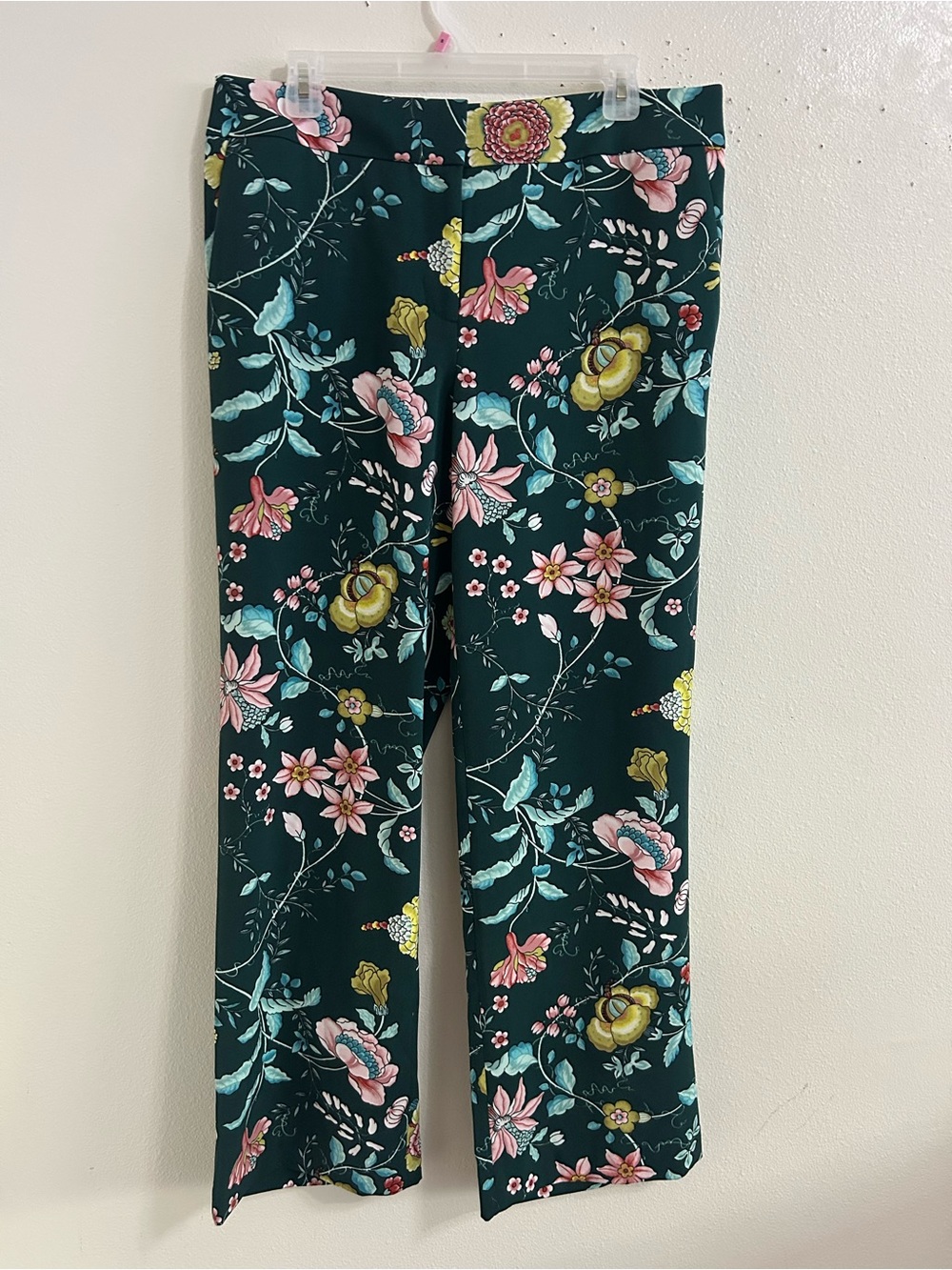 Ann Taylor Loft green floral print trousers